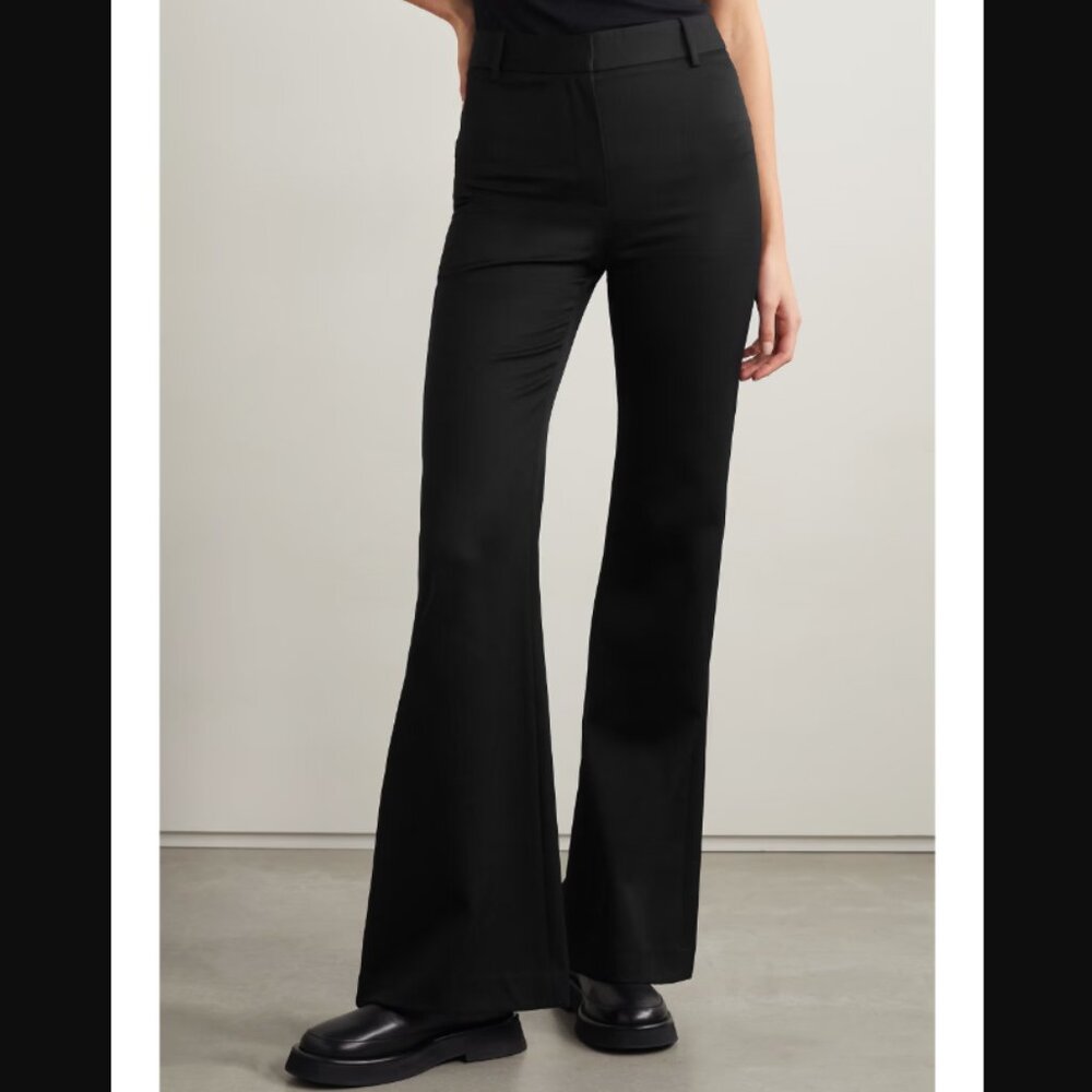 Nili Lotan Arielle Wool Twill Flared Pants in Black Size 4